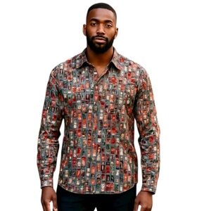 Paisley & Gray Shirt, Slim Fit, Stretch Cotton, Bottle Print, NEW, Sz XXL